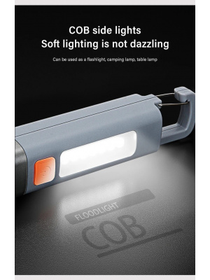 COB LED Work Light, XPE Flashlight with Camping Hook, USB Rechargeable, Zoomable, Waterproof - Img 16