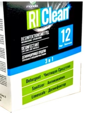 Set 12 paketov raztopine proti vodnemu kamnu, razmaščevalec za pralne stroje RiCLean Sanitizer 3-in1 - Img 2