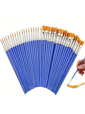 Set of 10 brushes for DIY art projects, makeup or nails, flat, blue - Img 4