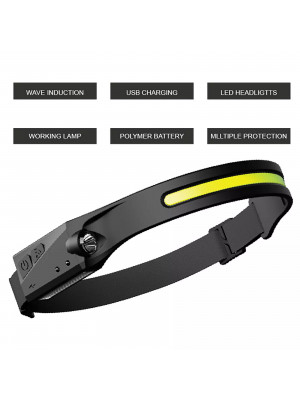 Lanterna de cap cu acumulator, profesionala, frontala cu unghi larg de iluminare, led puternic si senzor miscare, pentru vanatoare, pescuit, camping, santier, waterproof - Img 3