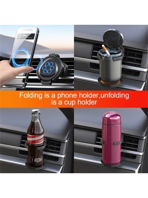 Red car cup holder, ashtray, phone, multifunctional, foldable - Img 8