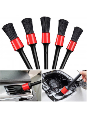 Set of 5 brushes for cleaning car interior and exterior, body elements, dashboard, rims, car detailing - Img 1