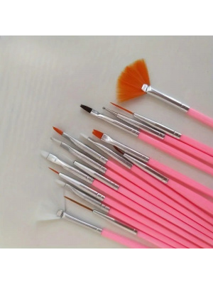 Set pensule profesionale, gel uv unghii, alb, 15 bucati - Img 2