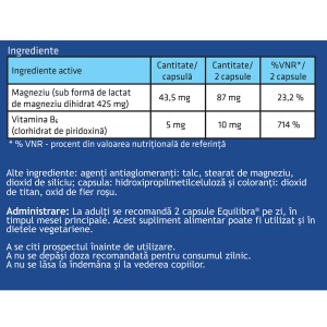 Equilibra Magneziu + vitamina B6, 60 capsule, Antibiotice SA - Img 2