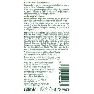Gel antiacnee cu extract de busuioc, 50ml, Cosmetic Plant - Img 2