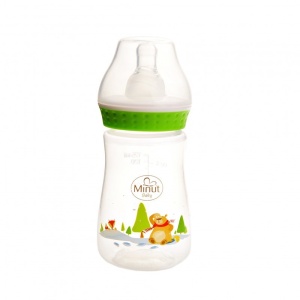 Biberon cu tetina silicon 0 luni+, Povesti Romanesti, 125ml, Minut