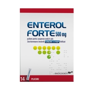Enterol Forte, 500 mg, pulbere pentru suspensie orală, 14 plicuri, Biocodex