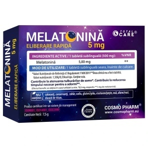 Melatonina eliberare rapida, 5 mg, 30 tablete sublinguale, Cosmo Pharm - Img 2