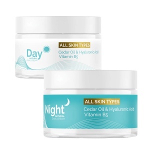 Set Crema de Zi SPF 25 + Crema de Noapte – Acid Hialuronic, Vitamina B5 și Ulei de Cedru, 50 gr + 50 gr, Cedrelle