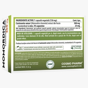 Supliment alimentar MOMORDICA / Castravete-amar, Cosmo Pharm, 30 capsule vegetale - Img 2