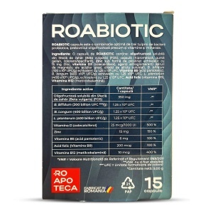 Roabiotic - Formula avansata cu probiotice, prebiotice si vitamine pentru flora intestinala si imunitate, 15cp, Roapoteca - Img 2