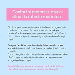 Absorbante de noapte din bumbac organic, 8 bucati, Phin - Img 4