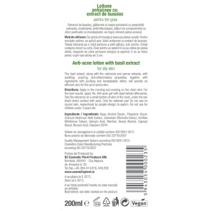 Loțiune antiacnee cu extract de busuioc, 200ml, Cosmetic Plant - Img 2