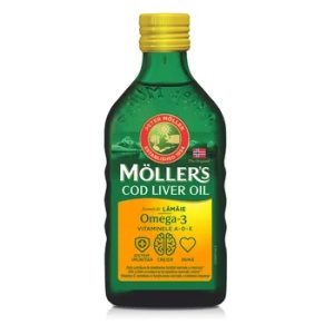 Omega 3 ulei ficat de cod cu aroma de lamaie, 250 ml, Moller's