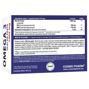 Supliment alimentar OMEGA 3 – ulei de peste 1005mg, Cosmo Pharm, 30 capsule moi - Img 2
