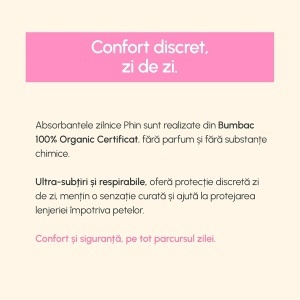 Absorbante zilnice din bumbac organic, 20 bucati, Phin - Img 4