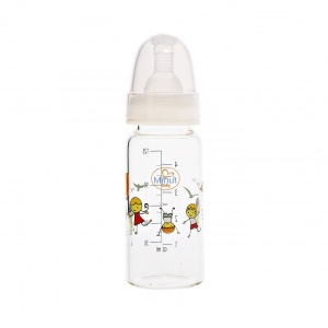 Biberon sticla cu tetina 125 ml, 0 luni+, 1buc, Minut Baby