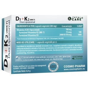 D3 + K2 (MK7) Duo lipozomal, 30 capsule, Cosmo Pharm - Img 2
