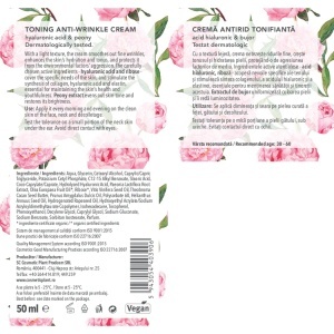 Crema antirid tonifianta cu acid hialuronic & bujor, 50 ml, Cosmetic Plant - Img 4