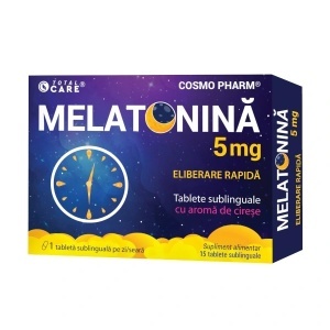 Melatonina eliberare rapida, 5 mg, 30 tablete sublinguale, Cosmo Pharm