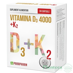Vitamina D3 4000UI + K2, 30 capsule, Parapharm
