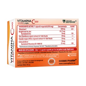 Vitamina C 500 Imuno Complex, 30 capsule vegetale, Cosmopharm - Img 2