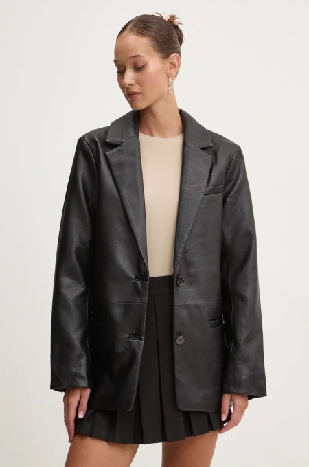 Abercrombie & Fitch sacou culoarea negru, un singur rand de nasturi, neted, KI144-4165