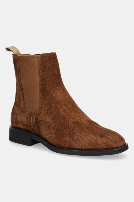 Gant botine din piele intoarsa Fayy femei, culoarea maro, cu toc plat, 29553820 G915