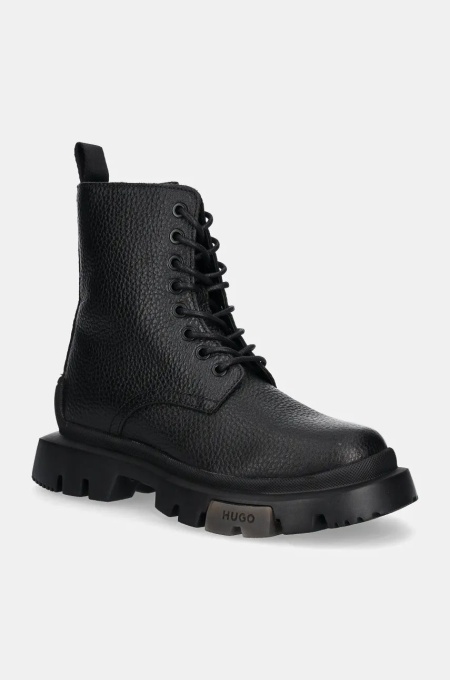 HUGO bocanci de piele Fabyan femei, culoarea negru, cu platforma, 50529893