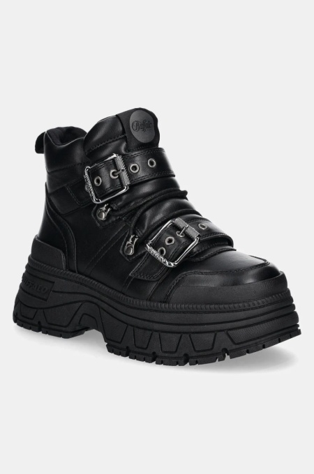 Buffalo bocanci Fusion Hike Mid femei, culoarea negru, cu platforma, 1622517-BLK