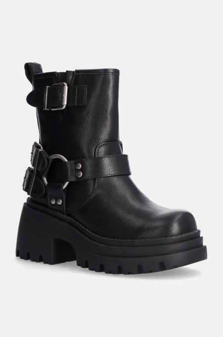 Buffalo botine Bravr Biker Lo femei, culoarea negru, cu platforma, izolare usoara, 1220067-BLK