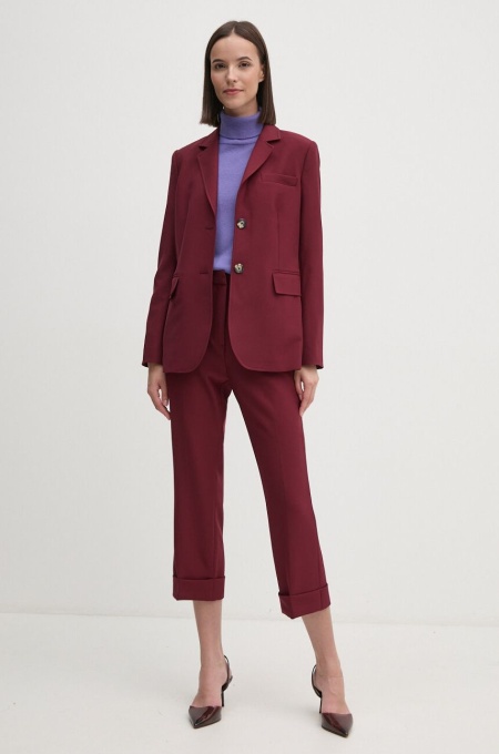 Dkny sacou culoarea bordo, un singur rand de nasturi, neted, D2G4A200