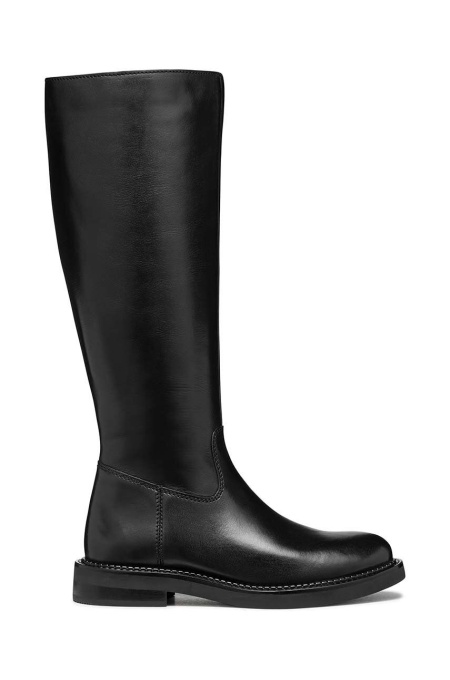 Geox ghete de piele D SERILDA femei, culoarea negru, cu toc plat, D46WYA 00043 C9999