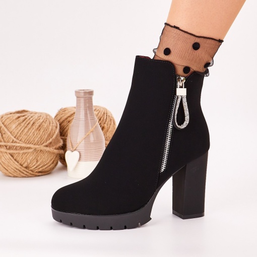 Botine Imblanite Dama Negre Cu Fermoar Carlani