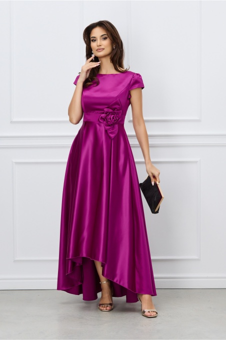 Rochie MBG magenta lunga cu floare in talie