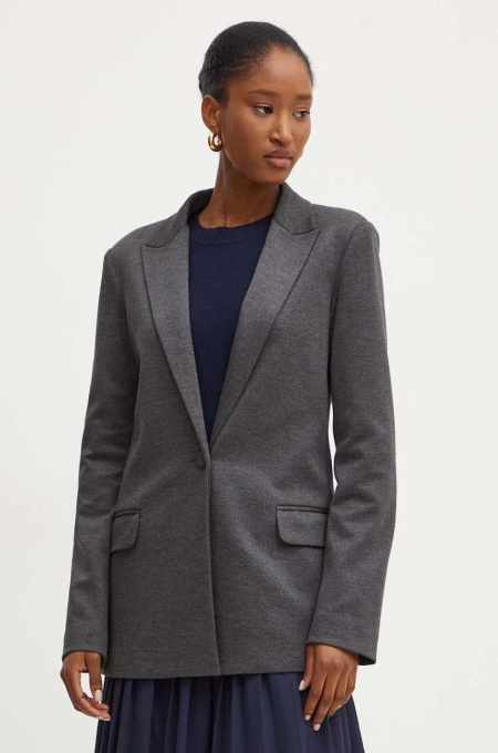 Silvian Heach sacou LATHAN culoarea gri, un singur rand de nasturi, neted, GPA24118GC