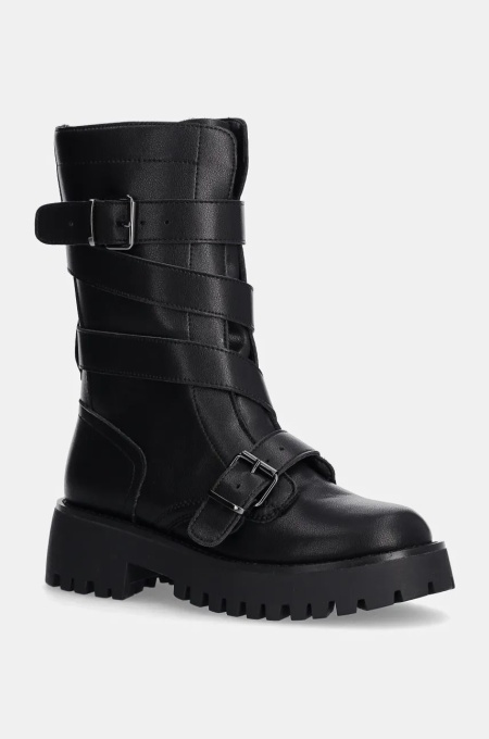 Steve Madden cizme de piele Devlin femei, culoarea negru, cu platforma, SM11003349