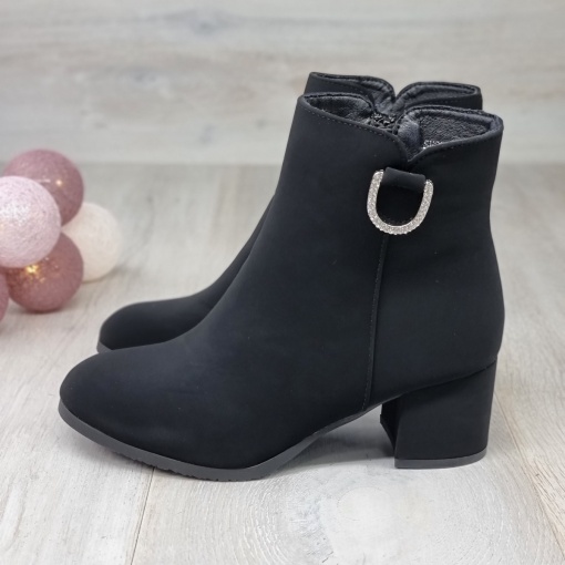 Botine Imblanite Damă Negre Cu Fermoar Clarice