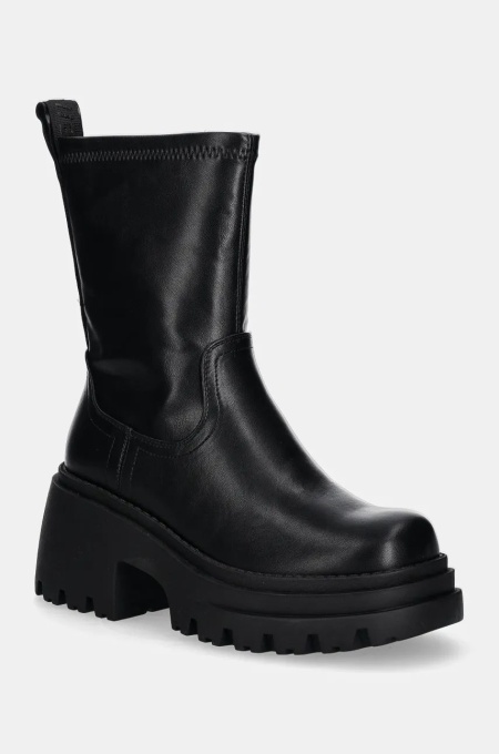 Buffalo botine Bravr Sock Boot femei, culoarea negru, cu platforma, izolare usoara, 1220064-BLK