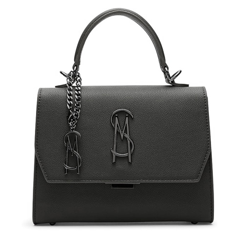Poșetă satchel femei Steve Madden Latucca neagră cu logo frontal 1668POSSBLATTUCAN