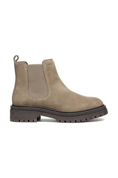 Geox botine din piele intoarsa D IRIDEA femei, culoarea bej, cu toc plat, D04HRB 00022 C6029