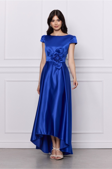 Rochie MBG albastra lunga cu floare in talie