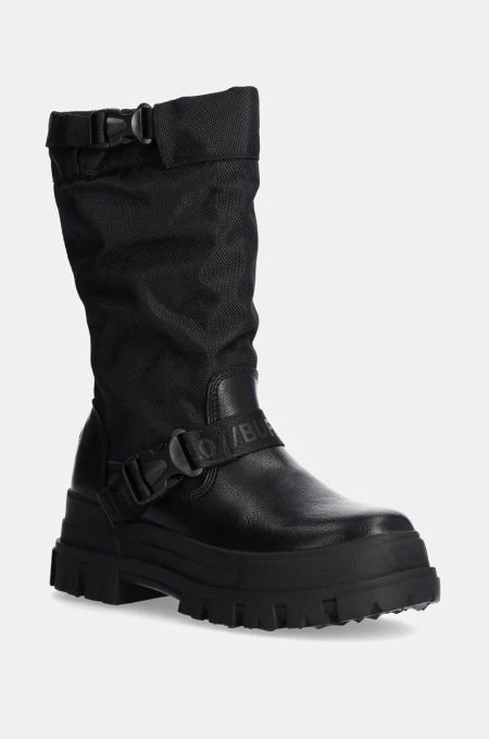 Buffalo cizme Aspha Com On femei, culoarea negru, cu toc plat, 1220047-BLK
