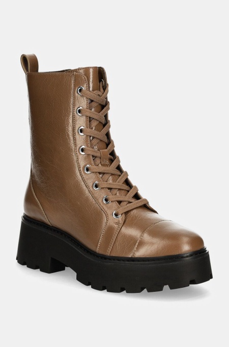 MICHAEL Michael Kors bocanci de piele Blake femei, culoarea maro, cu toc plat, 40F4BKFE7L.229