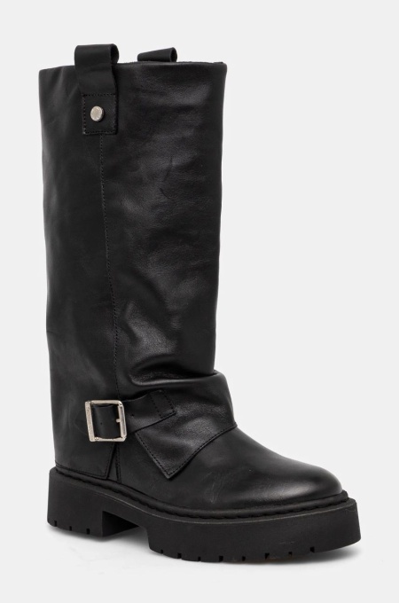 Steve Madden ghete de piele Godiva femei, culoarea negru, cu platforma, SM11003413