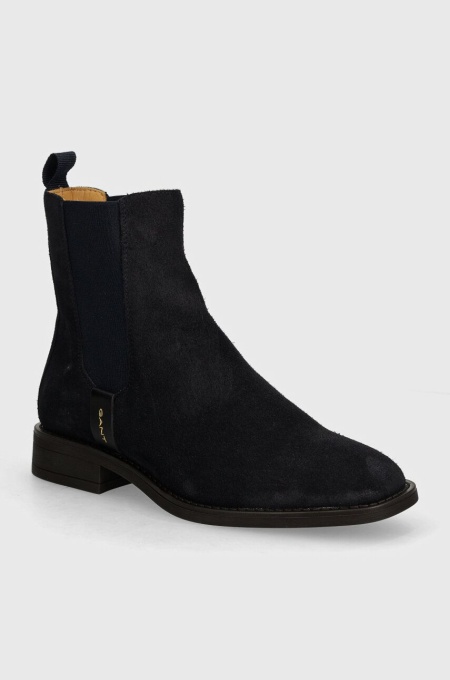 Gant botine din piele intoarsa Fayy femei, culoarea albastru marin, cu toc plat, 29553771 G69