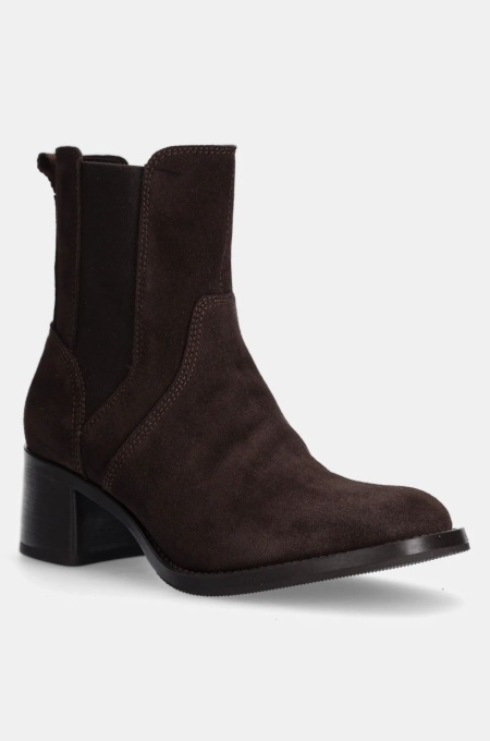 Gant botine din piele întoarsă Workdale femei, culoarea maro, cu toc drept, 29553797 G46