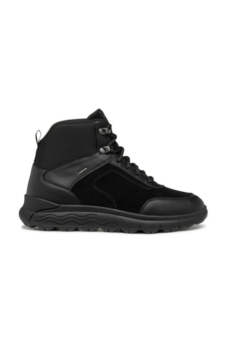 Geox botine D SPHERICA 4X4 B ABX femei, culoarea negru, cu toc plat, D4626B 08522 C9999