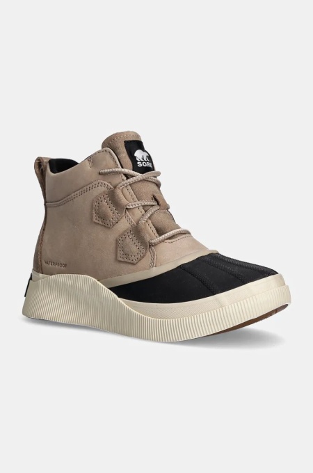 Sorel botine din nubuc OUT N ABOUT IV CLASSIC W culoarea bej, cu toc plat, 2088161264