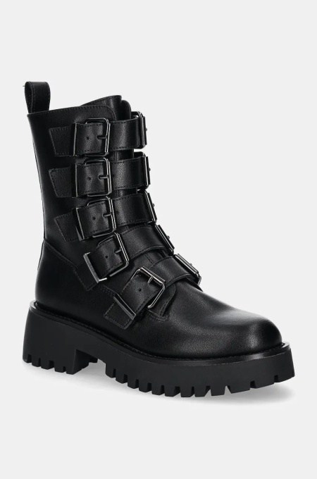 Steve Madden bocanci de piele Director femei, culoarea negru, cu platforma, SM11003347